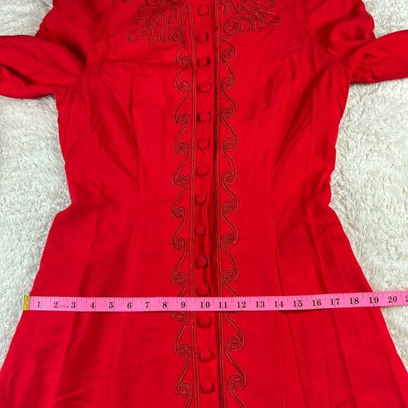 Talbots long sleeved red button down midi dress, size 8 - Picture 10 of 11